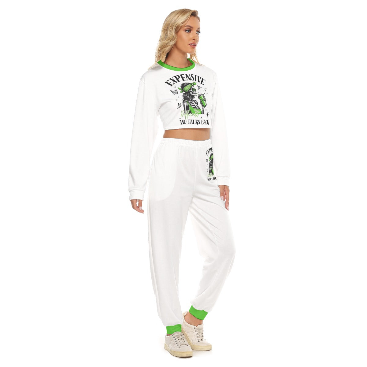 Expensive & Talks Back Women's Crop Sweatshirt Suit