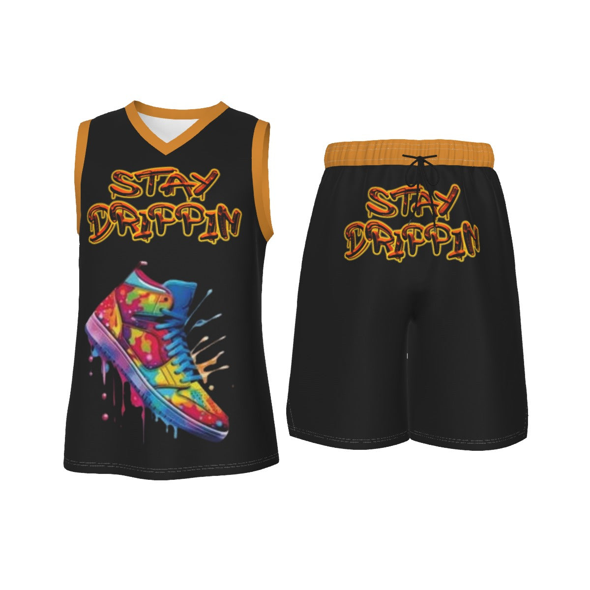 Stay Drippin Men's V Neck Basketball Suit