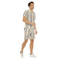 Men's Belt and Chains Short Sleeve Shirt Set