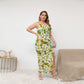 Women's Beach Vibes Oblique-Shoulder Exposure Dress With Side Split (Plus Size)