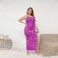 Women's Beach Vibes Oblique-Shoulder Exposure Dress With Side Split (Plus Size)
