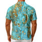Men's Romantic Rococo Turquoise Gold Button Up