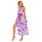 Women's Beach Vibes Wrap Hem Belted Halter Dress