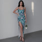 Women's Cute Floral Long Dress with Slit