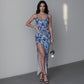 Women's Cute Floral Long Dress with Slit
