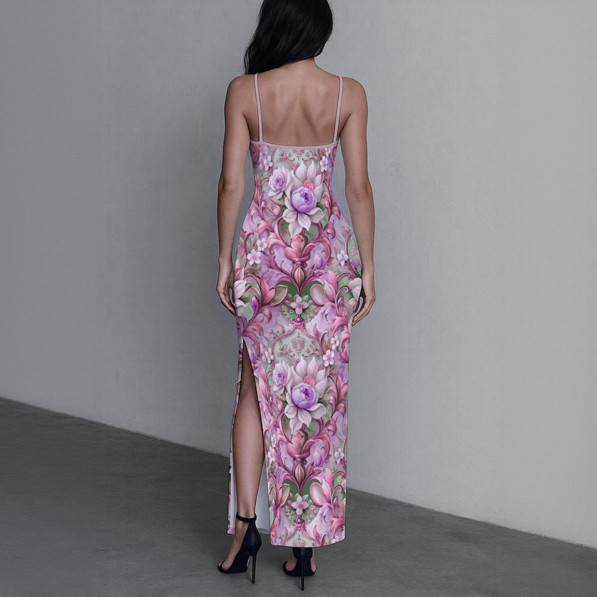 Women's Whispering Petals Long Dress with Slit