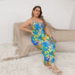 Women's Tropic Summer Vibes Oblique-Shoulder Exposure Dress With Side Split (Plus Size)