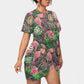 Women's Tropic Summer Vibes Stacked Hem Dress With Short Sleeve（Plus Size）