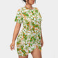 Women's Beach Vibes Stacked Hem Dress With Short Sleeve（Plus Size）