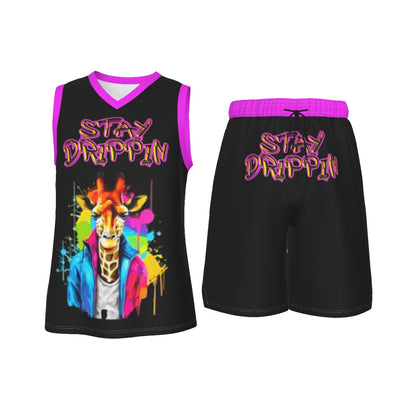 Stay Drippin Men's V Neck Basketball Suit