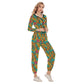 Women's Groovy Retro Crop Hoodie Sports Set