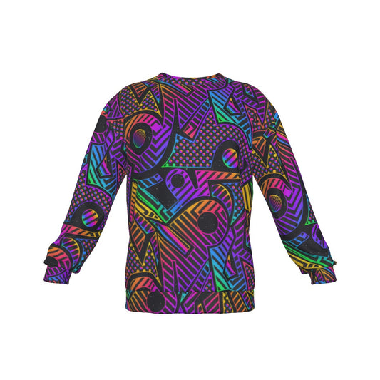 Bright Geometric Men's Drop Shoulder Round Neck Long-Sleeved Sweatshirt