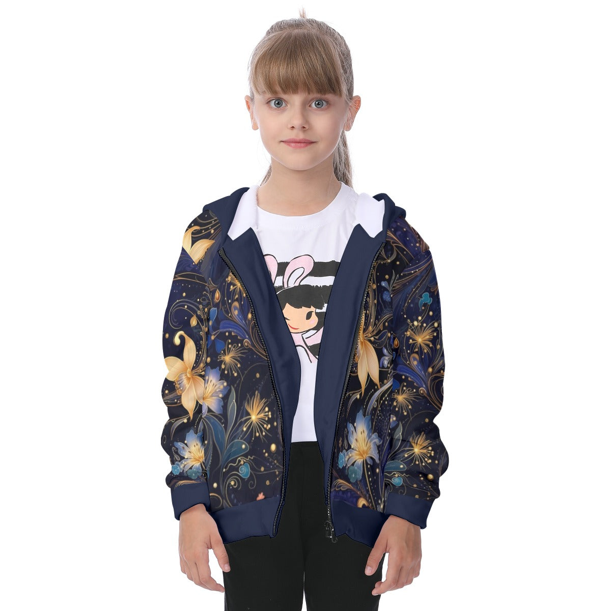 Kid's Watercolor Night Heavy Fleece Zip Up Hoodie