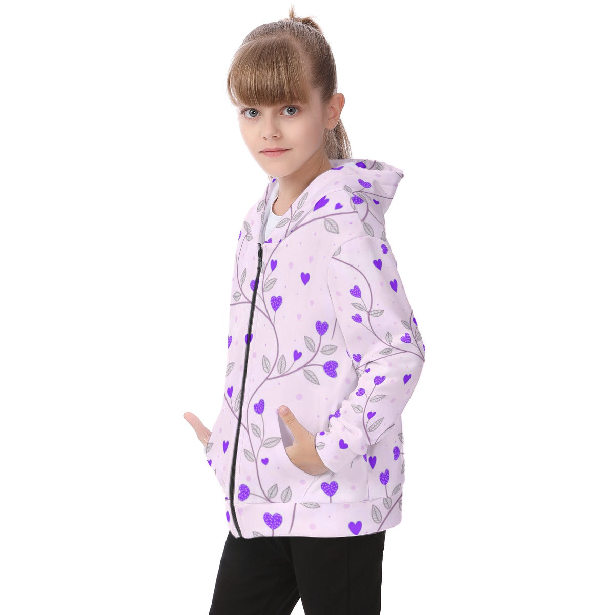 Kid's Queen Of Hearts Heavy Fleece Zip Up Hoodie
