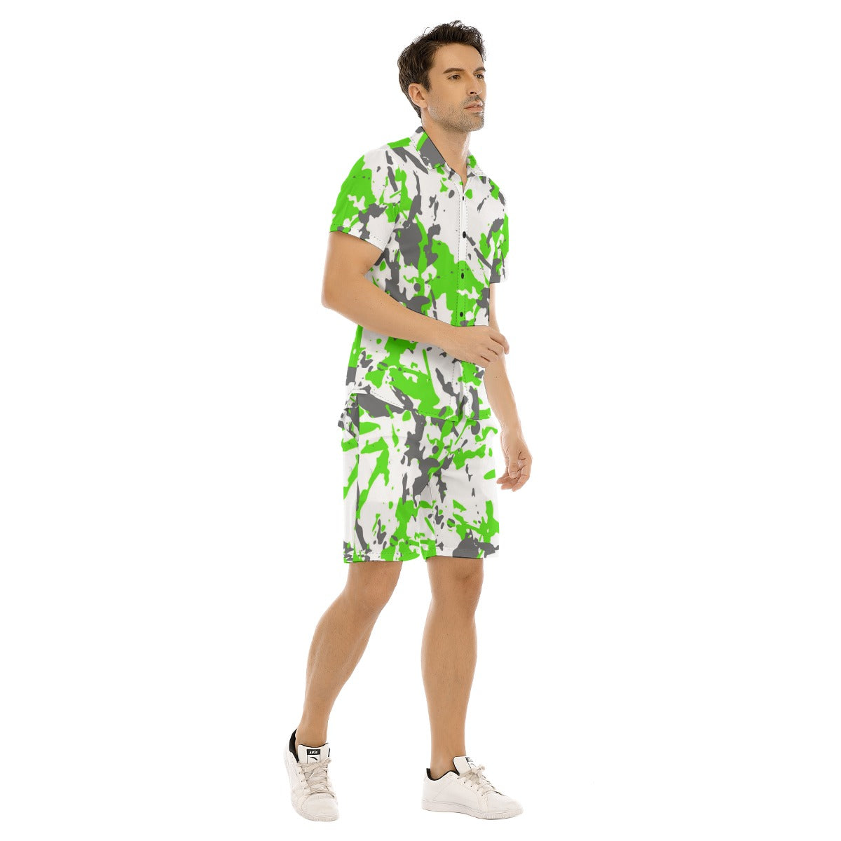 Men's Paint Splatter Short Sleeve Shirt Set