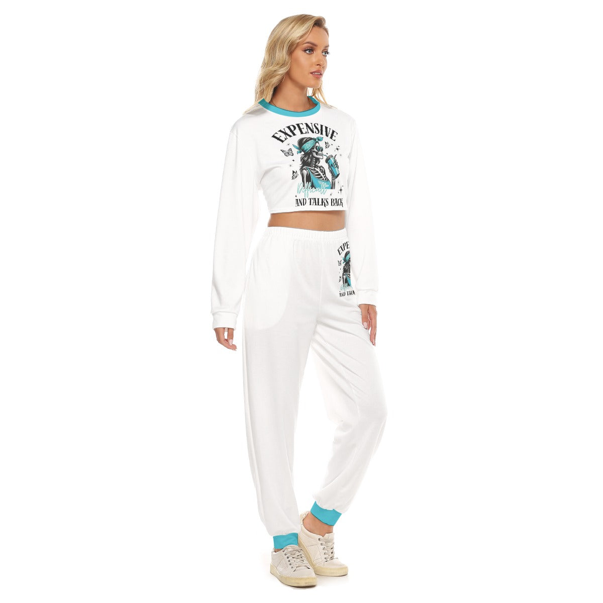 Expensive & Talks Back Women's Crop Sweatshirt Suit