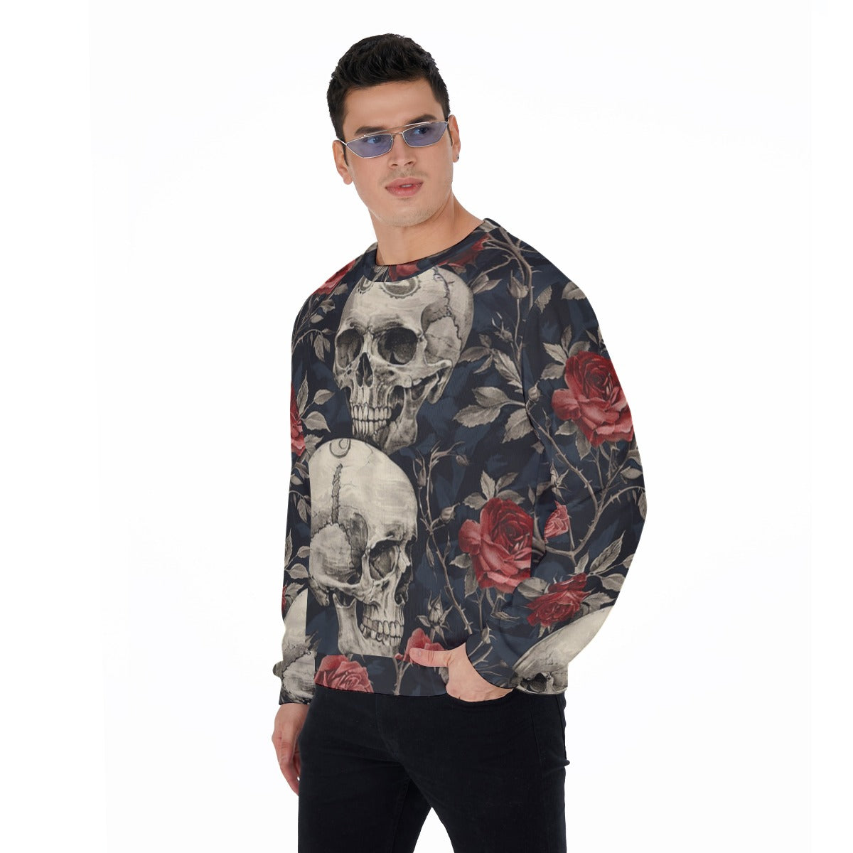Men's Skulls & Roses Thicken Sweater