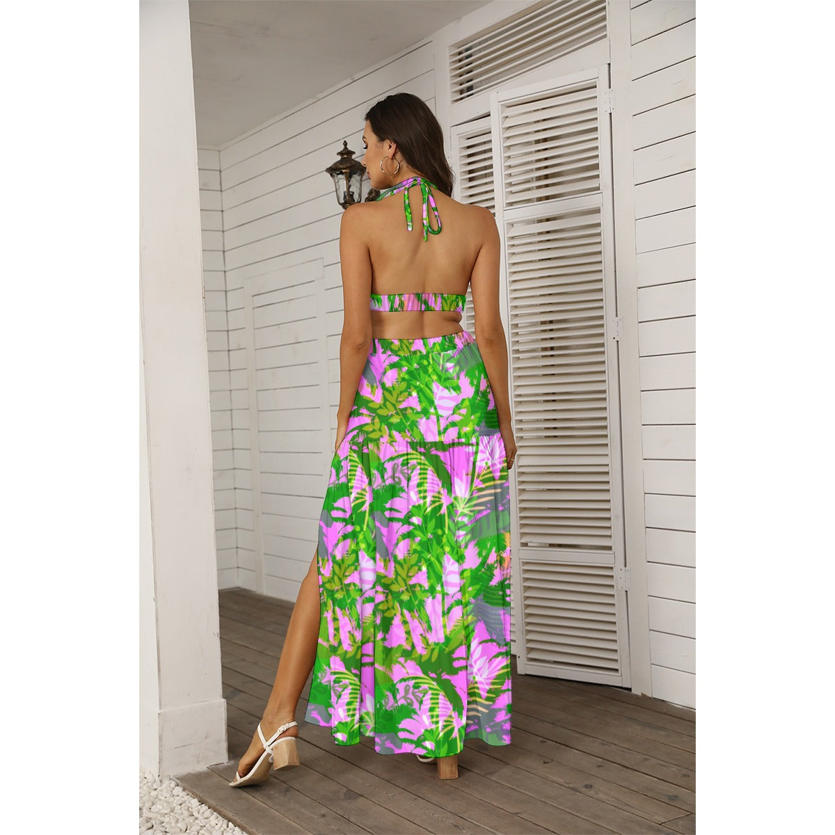Women's Tropic Summer Vibes Tie Back Wrap Dress