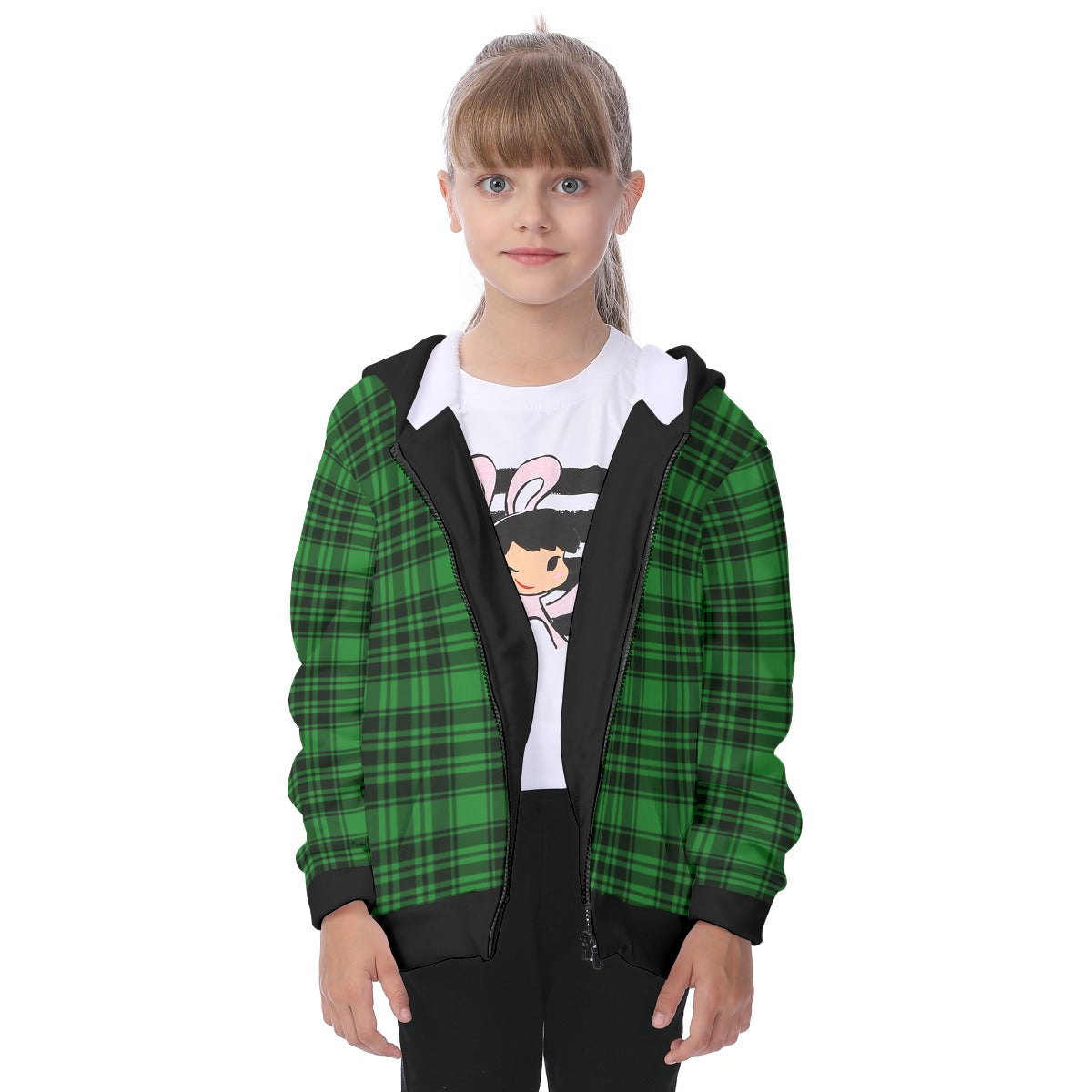 Kid's Plaid KMK Heavy Fleece Zip Up Hoodie