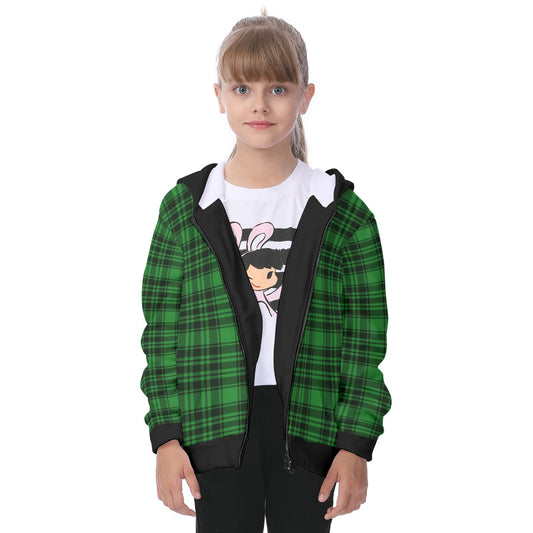 Kid's Plaid KMK Heavy Fleece Zip Up Hoodie