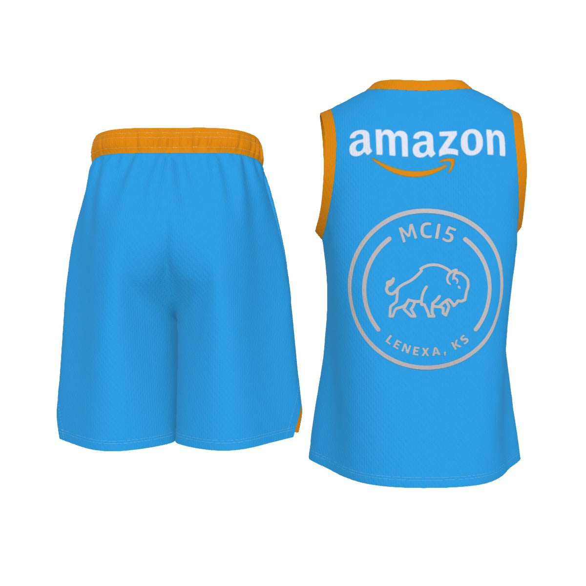 Light Blue MCI 5 Amazon V Neck Basketball Suit