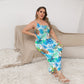 Women's Tropic Summer Vibes Oblique-Shoulder Exposure Dress With Side Split (Plus Size)