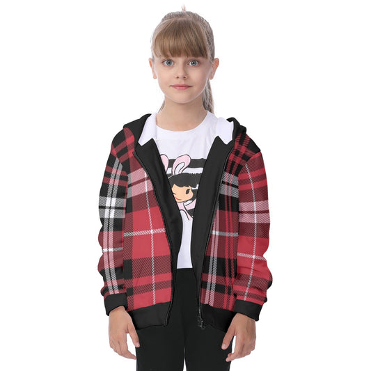 Kid's Plaid KMK Heavy Fleece Zip Up Hoodie