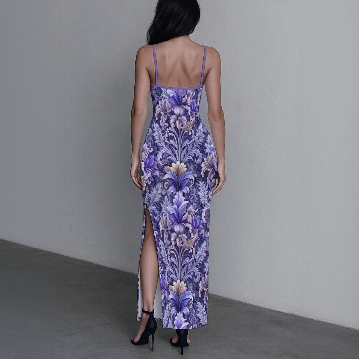 Women's Cute Floral Long Dress with Slit