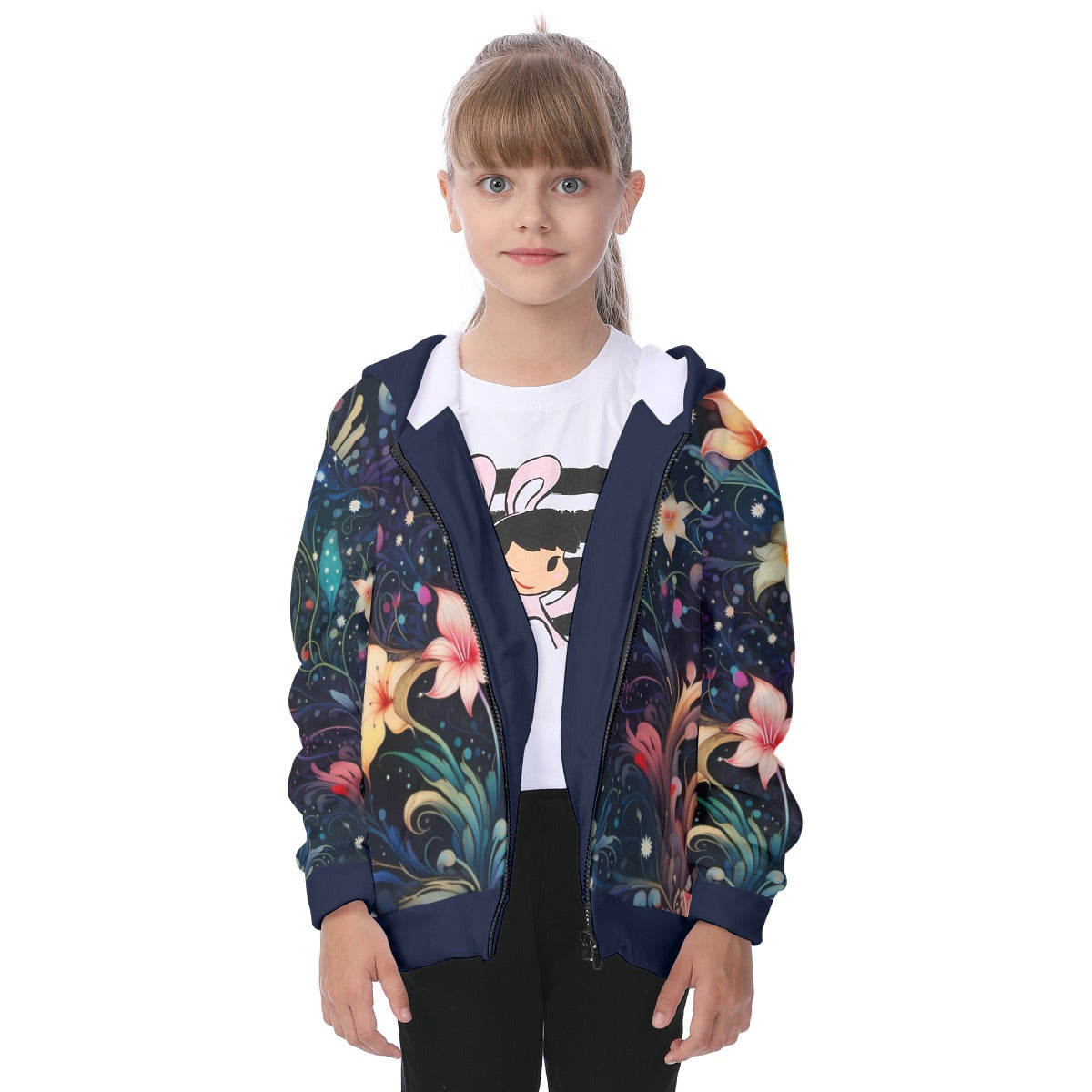 Kid's Watercolor Night Heavy Fleece Zip Up Hoodie