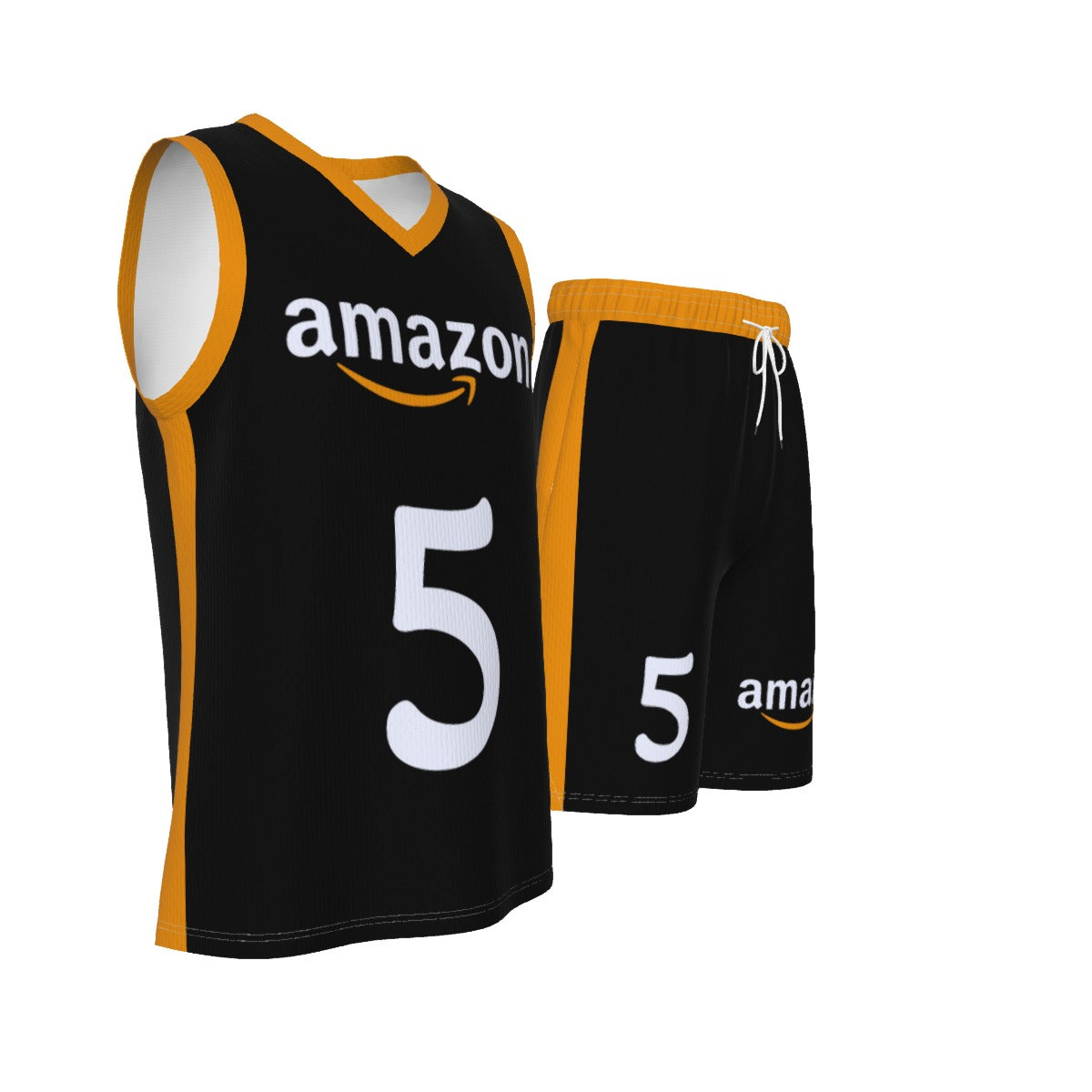 Black With Stripe Amazon V Neck Basketball Suit