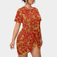 Women's Beach Vibes Stacked Hem Dress With Short Sleeve（Plus Size）