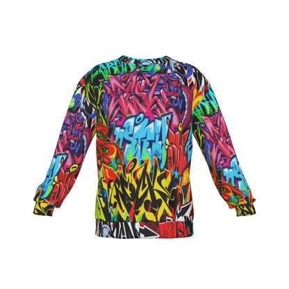 Graffiti Style Men's Drop Shoulder Round Neck Long-Sleeved Sweatshirt