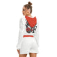 Love With Skull & Roses Women's Micro Fleece Hoodie And Shorts Set