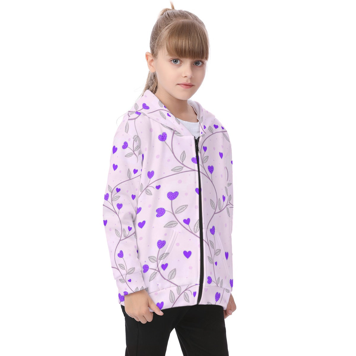 Kid's Queen Of Hearts Heavy Fleece Zip Up Hoodie