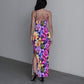 Women's Exotic Orchid Flowers Long Dress with Slit