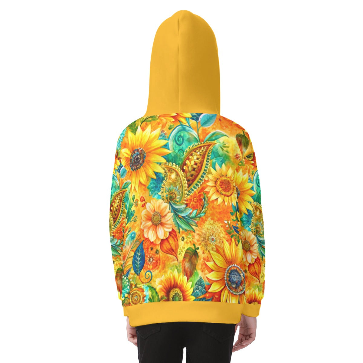 Kid's Sunflower Garden Heavy Fleece Zip Up Hoodie
