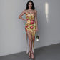 Women's Whispering Petals Long Dress with Slit