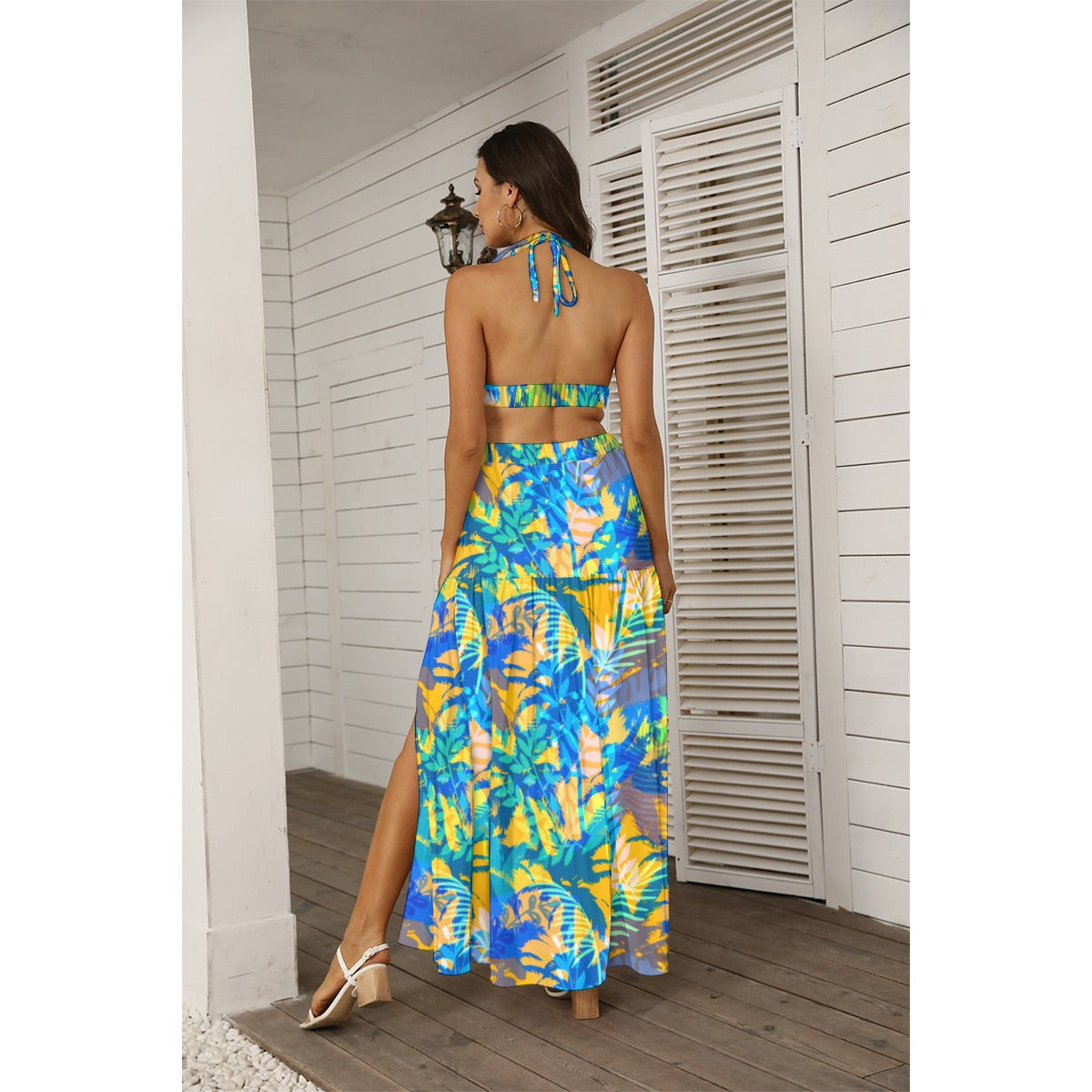 Women's Tropic Summer Vibes Tie Back Wrap Dress