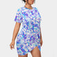 Women's Beach Vibes Stacked Hem Dress With Short Sleeve（Plus Size）