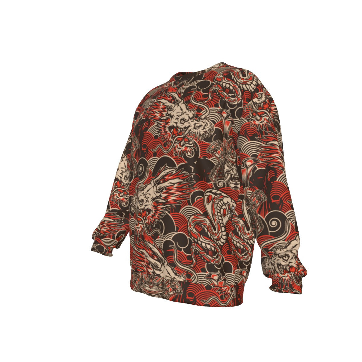 Vintage Japanese Men's Drop Shoulder Round Neck Long-Sleeved Sweatshirt