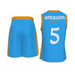 Light Blue With Stripe Amazon V Neck Basketball Suit