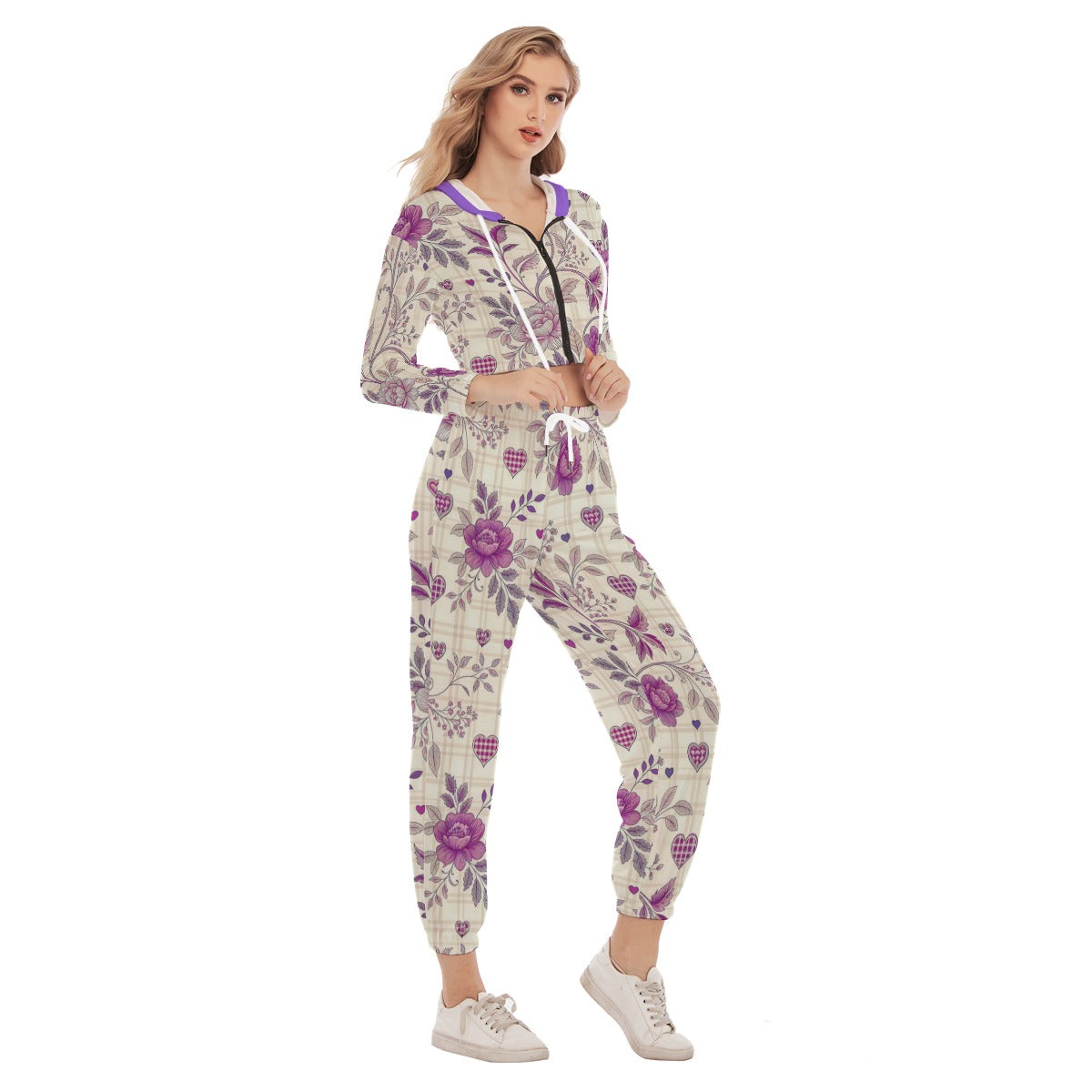 Women's Lavender Dreams Crop Hoodie Sports Set