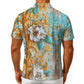 Men's Romantic Rococo Turquoise Gold Button Up