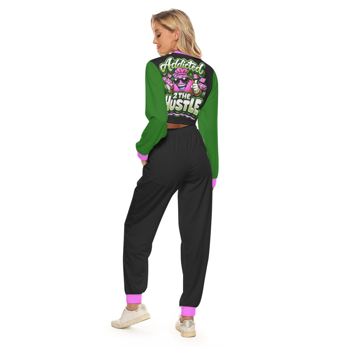 Addicted 2 The Hustle Women's Crop Sweatshirt Suit