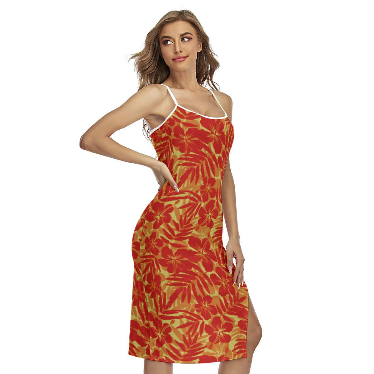 Beach Vibes Back Cross Cami Dress