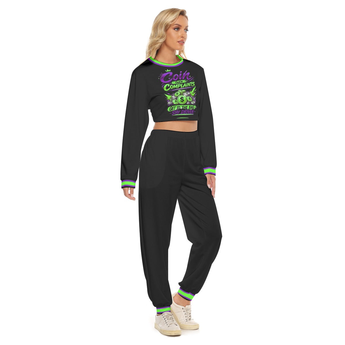 Coins Over Complaints Women's Crop Sweatshirt Suit