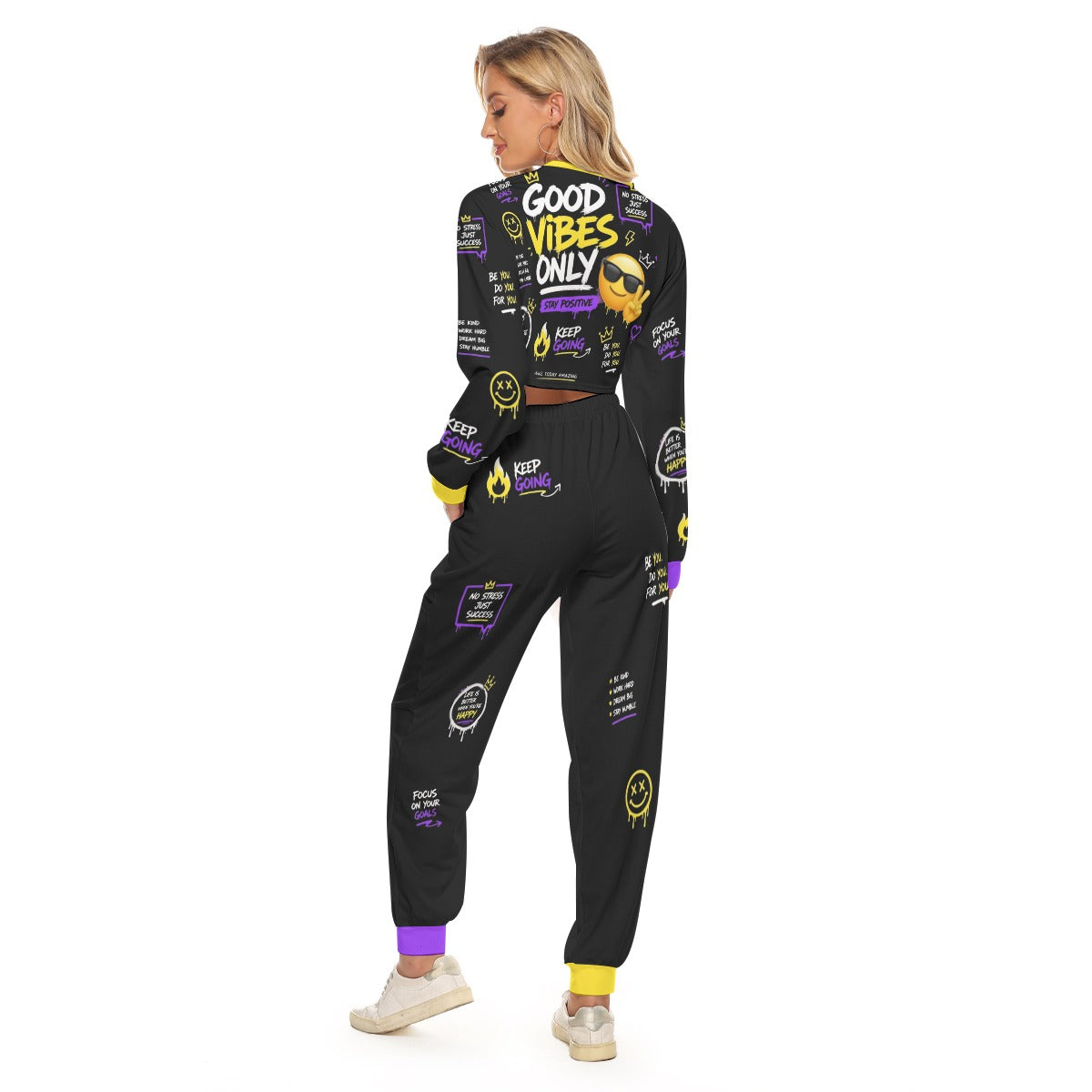 Only Good Vibes Women's Crop Sweatshirt Suit