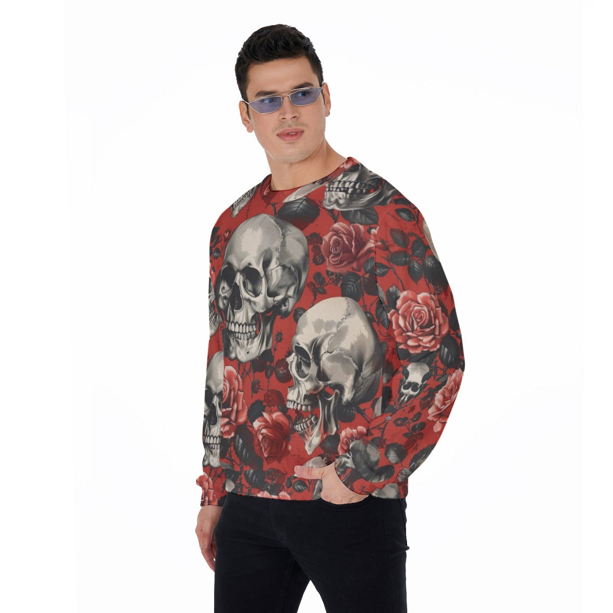 Men's Skulls & Roses Thicken Sweater