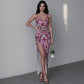 Women's Cute Floral Long Dress with Slit