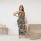 Women's Tropic Summer Vibes Oblique-Shoulder Exposure Dress With Side Split (Plus Size)